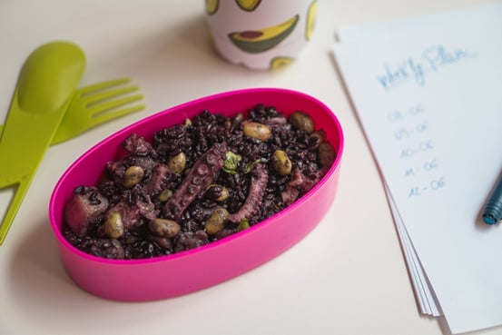 L'insalata di riso rosso con polpo ed edamame di NutriBees