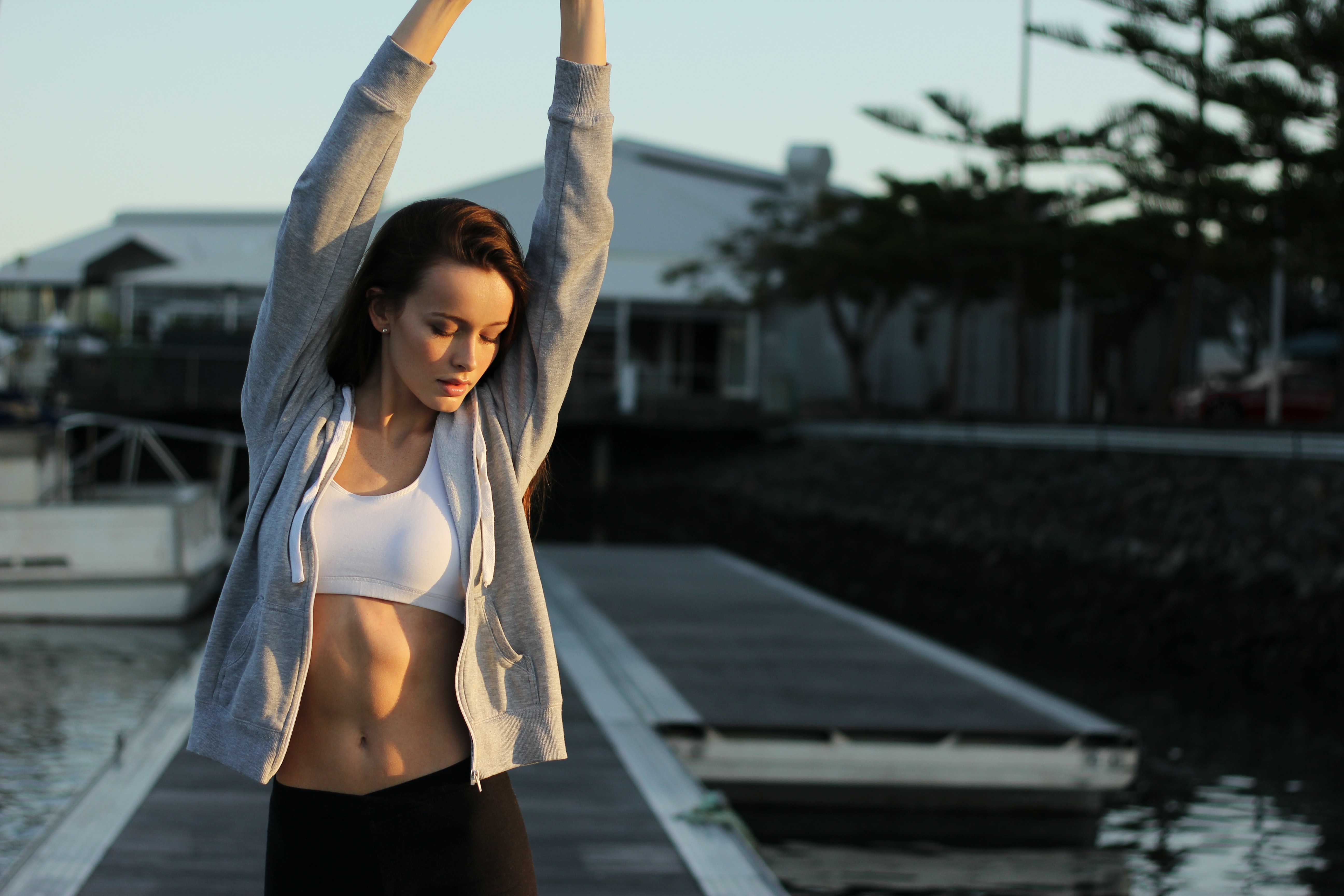 A girl stretching 